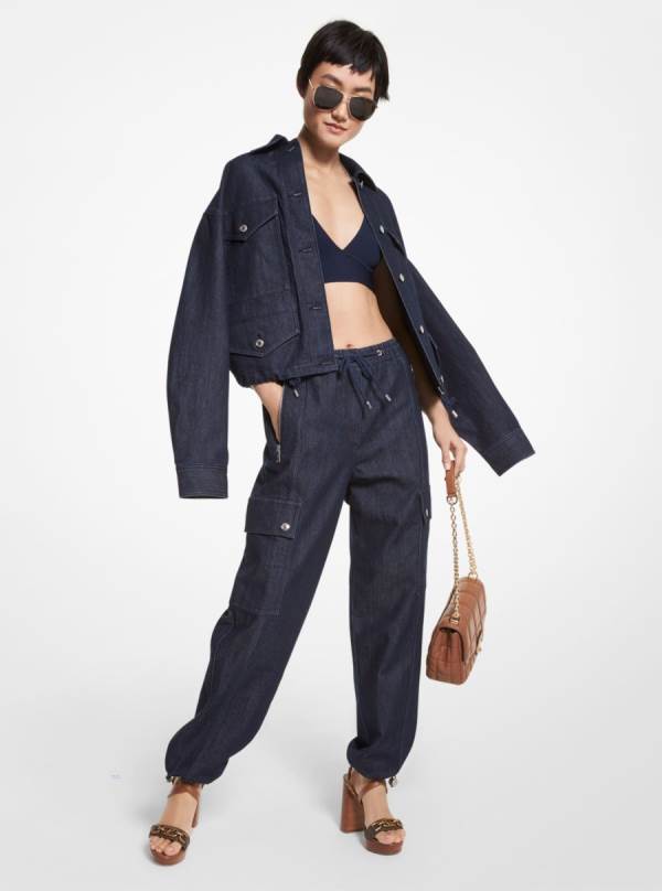 Damske Bundy Michael Kors Oversized Denim Anorak Indigo - Oblecenie Michael Kors Vypredaj | QZBOR-4769